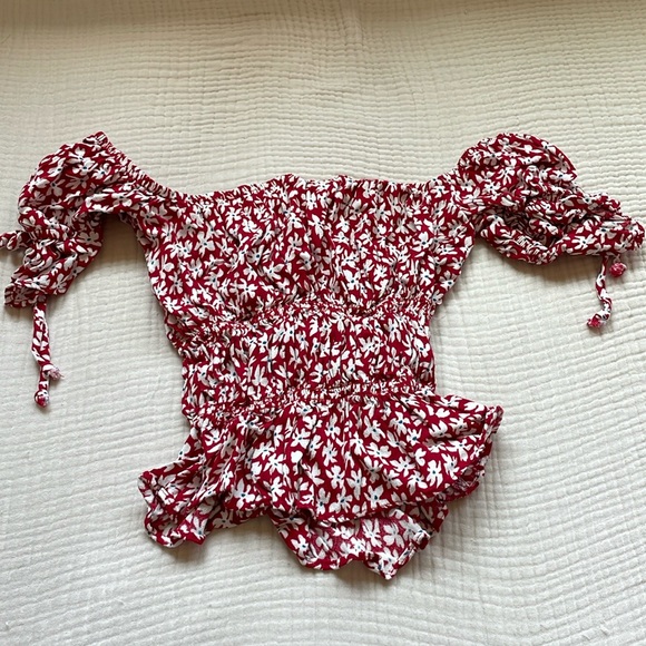 Reformation Red Off the Shoulder Top - Picture 1 of 4